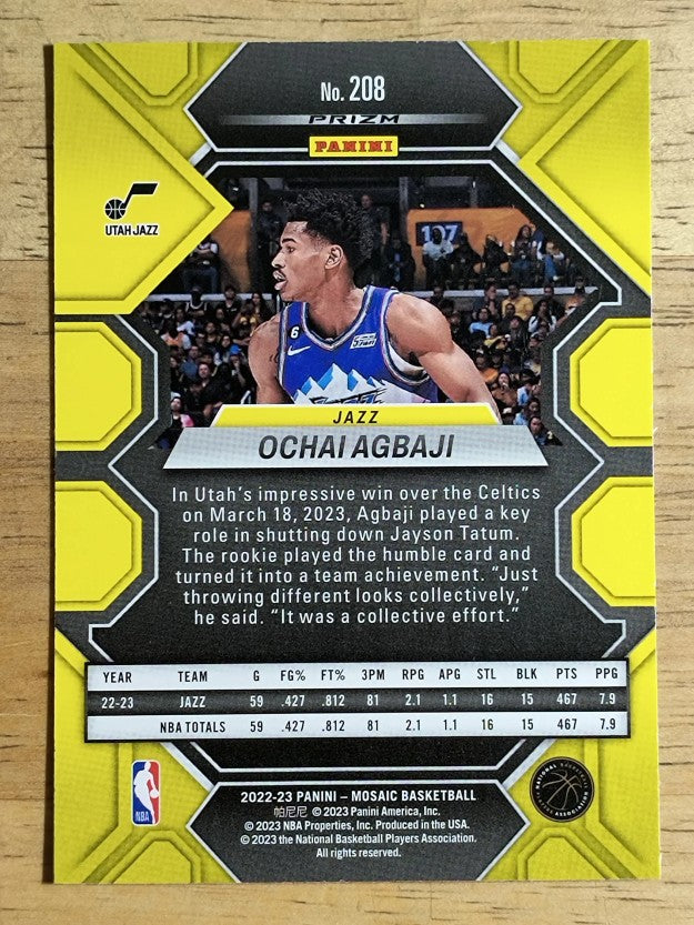 2022-23 Panini Mosaic Mosaic Reactive Yellow #208 Ochai Agbaji
