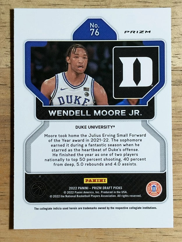 2022-23 Panini Prizm Draft Picks Prizms Silver #76 Wendell Moore Jr.
