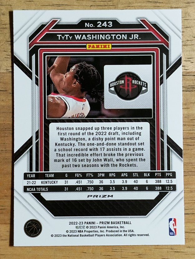 2022-23 Panini Prizm Prizms Hyper #243 TyTy Washington Jr.