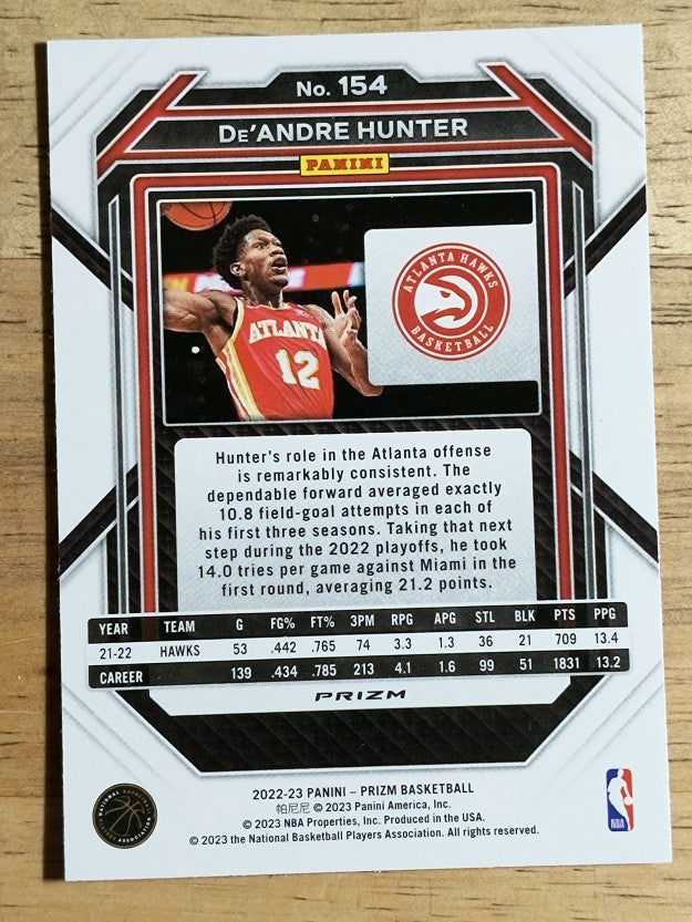 2022-23 Panini Prizm Prizms Red Ice #154 De'Andre Hunter