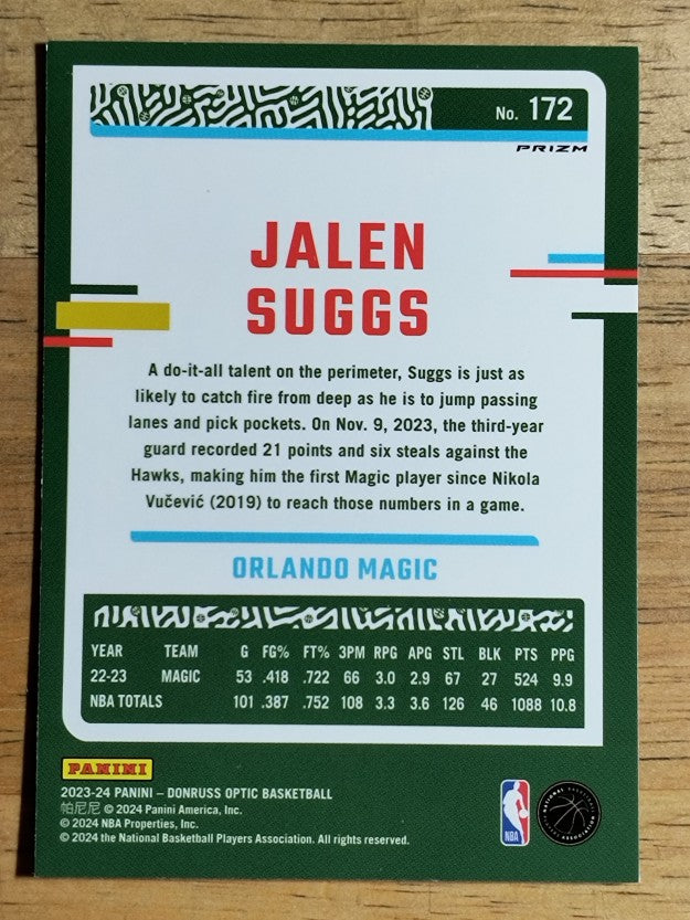 2023-24 Donruss Optic Hyper Green #172 Jalen Suggs