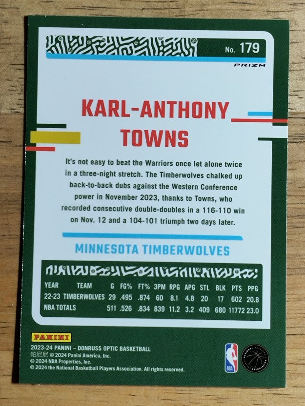 2023-24 Donruss Optic Hyper Green #179 Karl-Anthony Towns