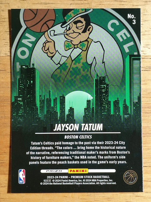 2023-24 Hoops Premium Stock City Edition Silver Prizm #3 Jayson Tatum