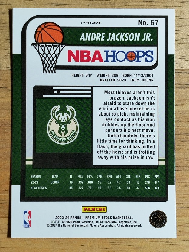 2023-24 Hoops Premium Stock Ice Prizm #67 Andre Jackson Jr.