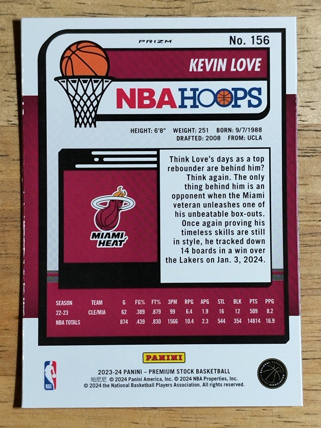 2023-24 Hoops Premium Stock Ice Prizm #156 Kevin Love