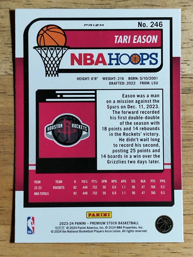 2023-24 Hoops Premium Stock Ice Prizm #246 Tari Eason
