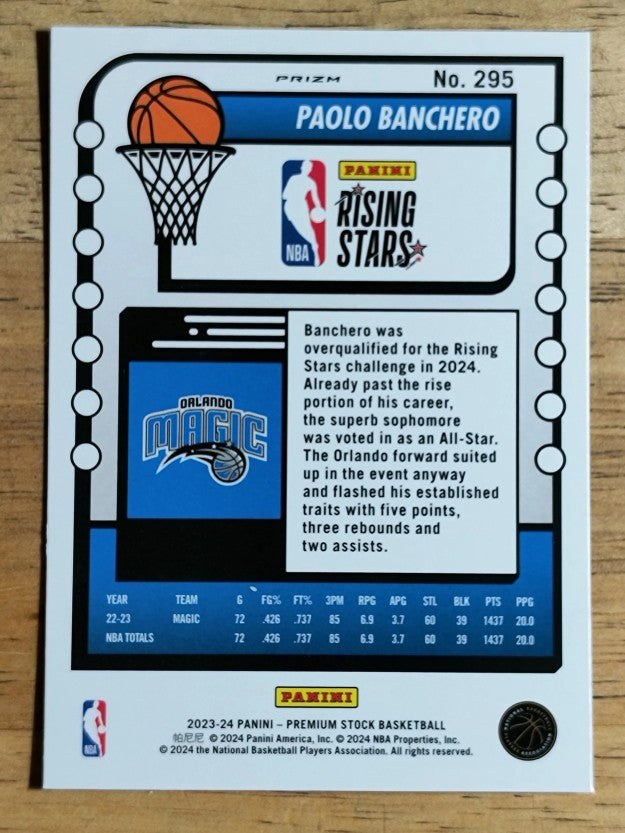 2023-24 Hoops Premium Stock Ice Prizm #295 Paolo Banchero