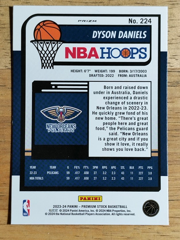 2023-24 Hoops Premium Stock Silver Prizm #224 Dyson Daniels