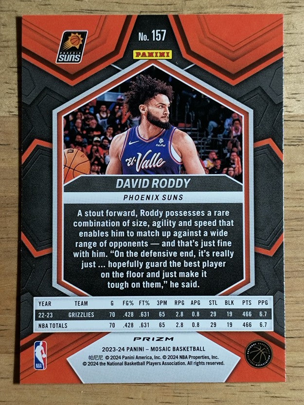 2023-24 Panini Mosaic Mosaic Fast Break Silver #157 David Roddy