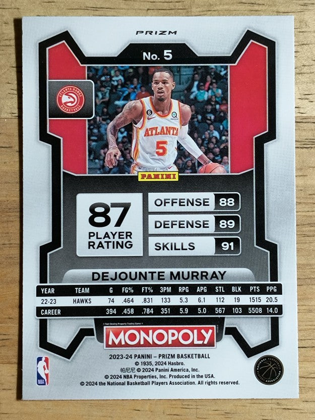 2023-24 Panini Prizm Monopoly Silver #5 Dejounte Murray