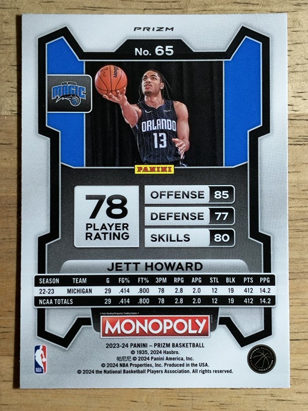 2023-24 Panini Prizm Monopoly Silver #65 Jett Howard