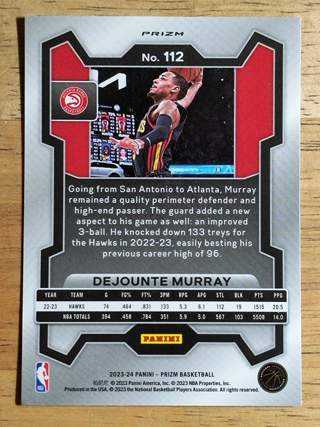 2023-24 Panini Prizm Prizms Ice #112 Dejounte Murray