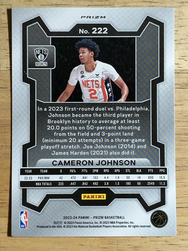 2023-24 Panini Prizm Prizms Ice #222 Cameron Johnson