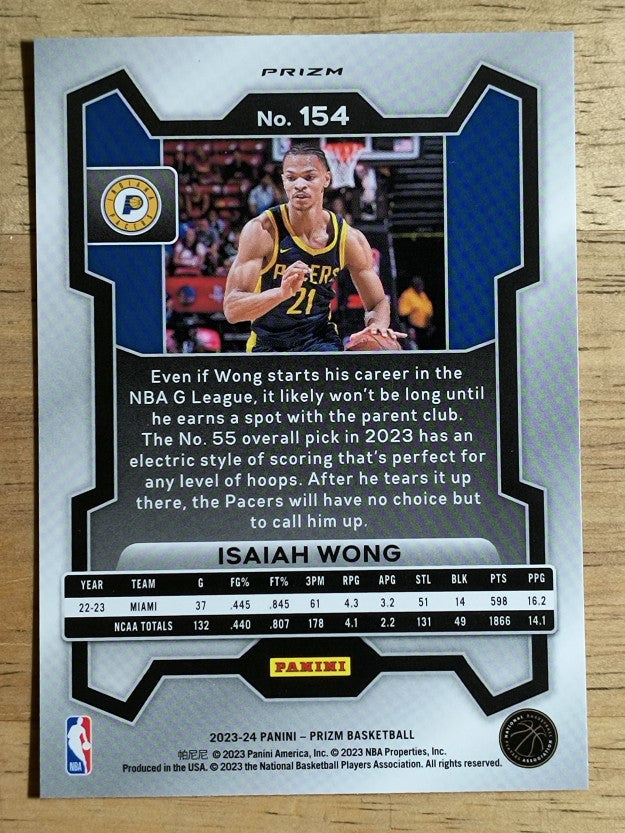 2023-24 Panini Prizm Prizms Silver #154 Isaiah Wong