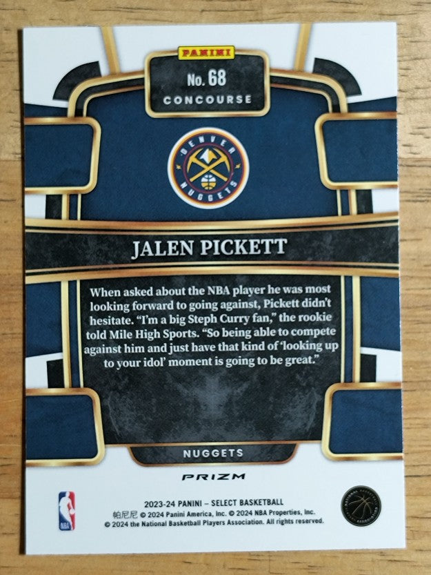 2023-24 Select Prizms Green White Purple #68 Jalen Pickett