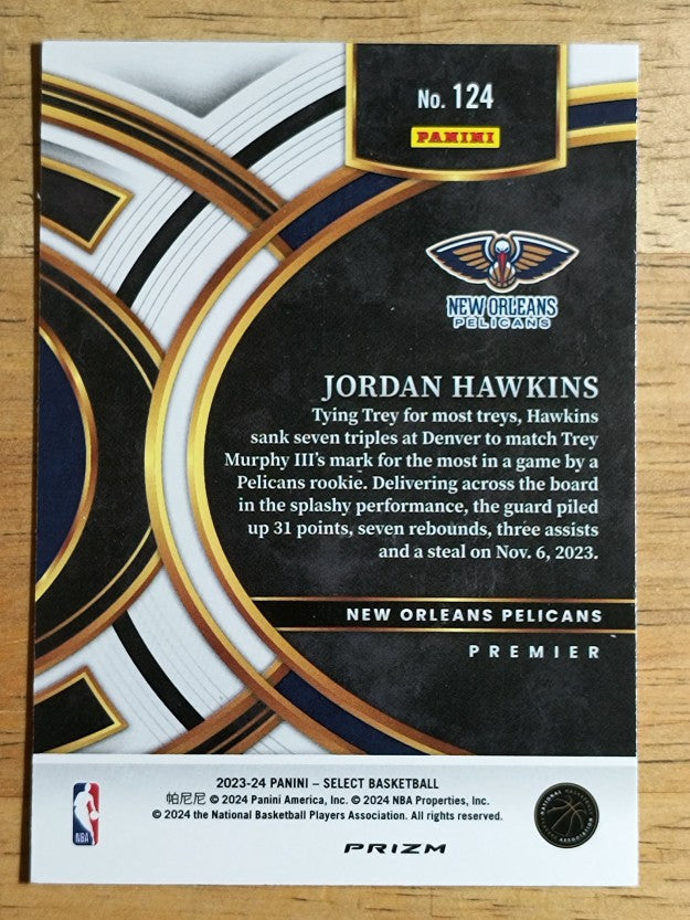 2023-24 Select Prizms Red Cracked Ice #124 Jordan Hawkins