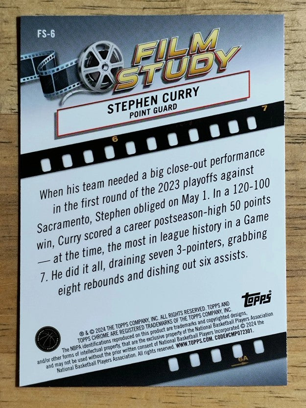 2023-24 Topps Chrome Film Study #FS6 Stephen Curry