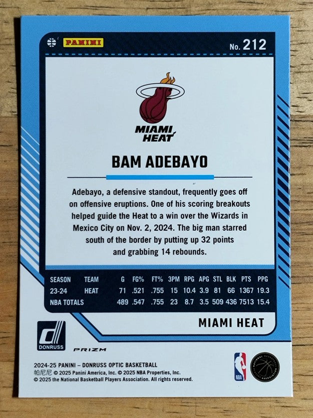 2024-25 Donruss Optic Green Seismic #212 Bam Adebayo