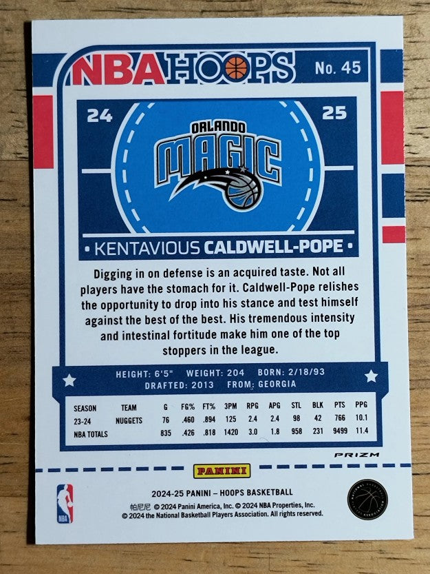 2024-25 Hoops Premium Prizms Winter #45 Kentavious Caldwell-Pope