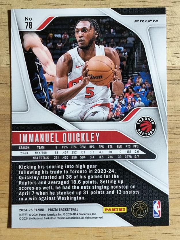 2024-25 Panini Prizm Prizms Pink Ice #78 Immanuel Quickley