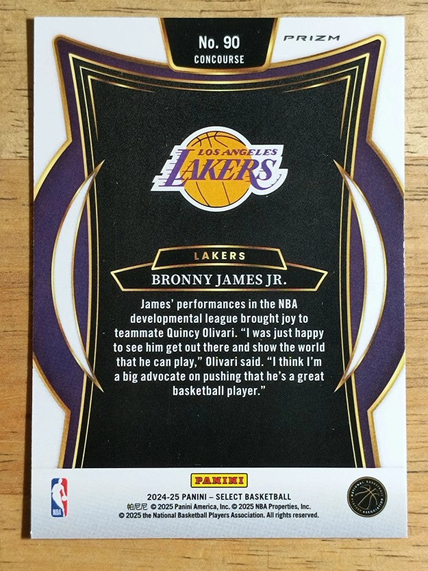2024-25 Select Blue Prizms #90 Bronny James Jr.