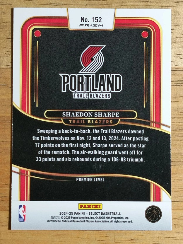 2024-25 Select Red Cracked Ice Prizms #152 Shaedon Sharpe