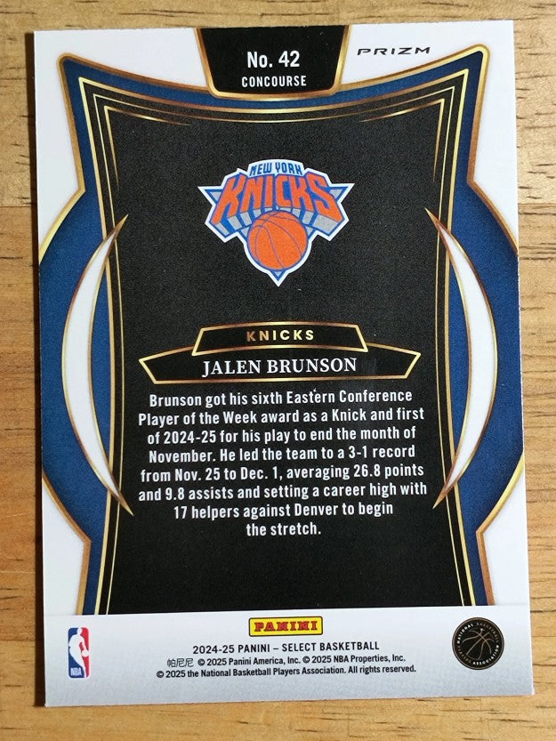 2024-25 Select Silver Prizms #42 Jalen Brunson