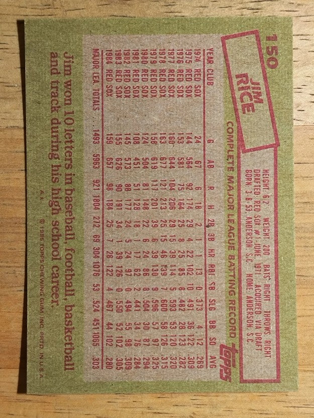 1985 Topps #150 Jim Rice