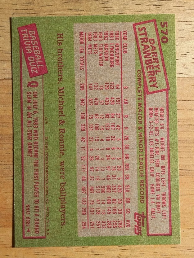 1985 Topps #570 Darryl Strawberry