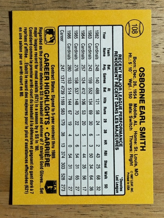 1987 Leaf/Donruss #108 Ozzie Smith