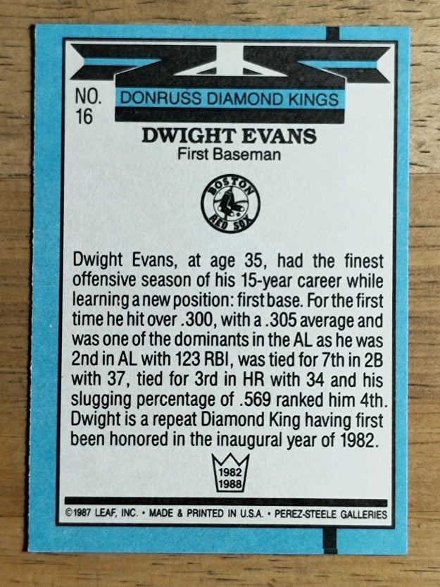 1988 Donruss #16 Dwight Evans DK