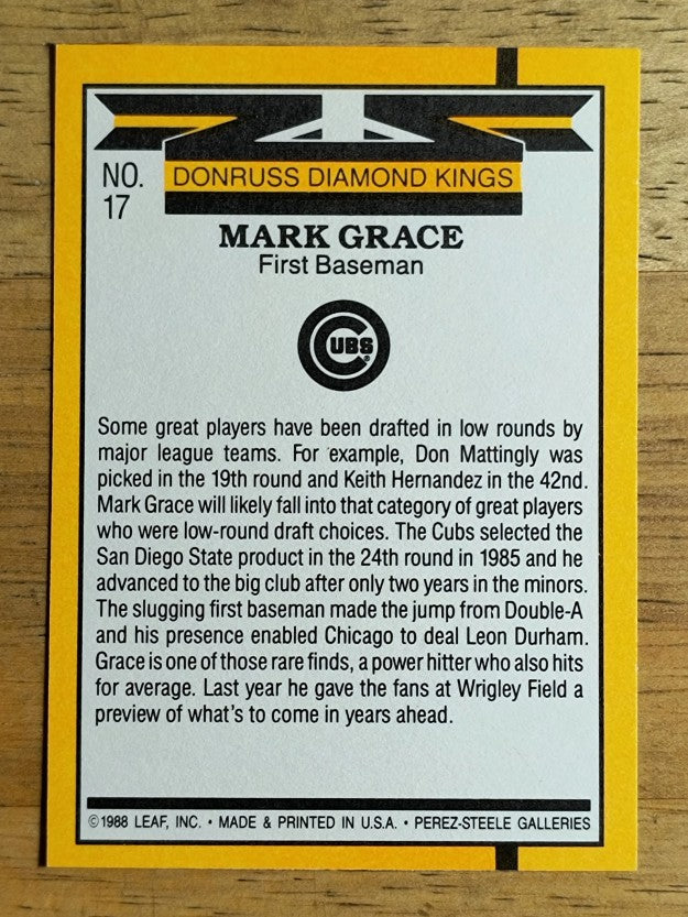 1989 Donruss #17 Mark Grace DK