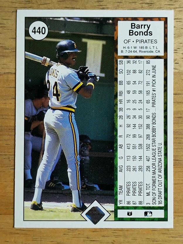 1989 Upper Deck #440 Barry Bonds (EXMT)