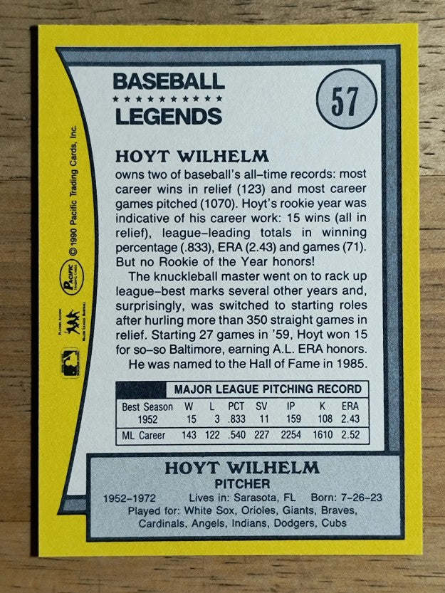 1990 Pacific Legends #57 Hoyt Wilhelm