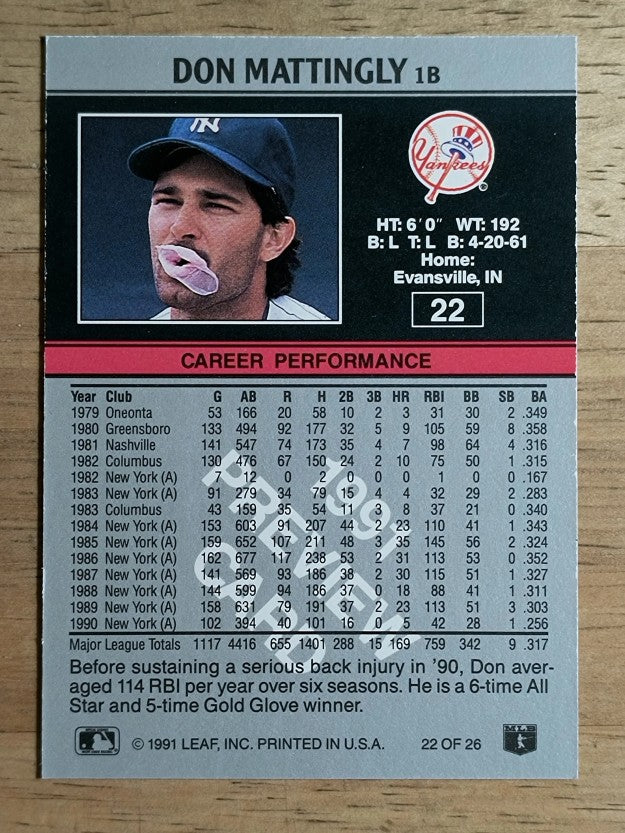 1991 Leaf Previews #22 Don Mattingly