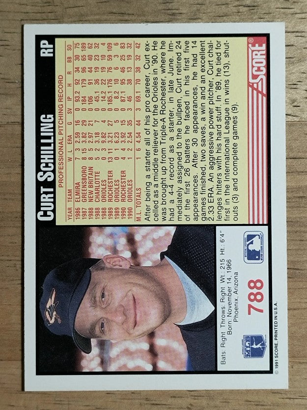 1991 Score #788 Curt Schilling