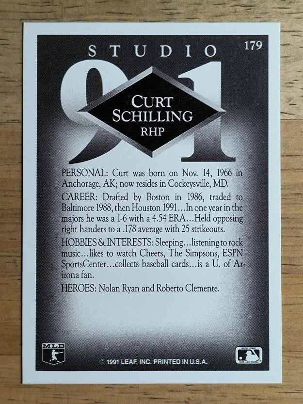 1991 Studio #179 Curt Schilling