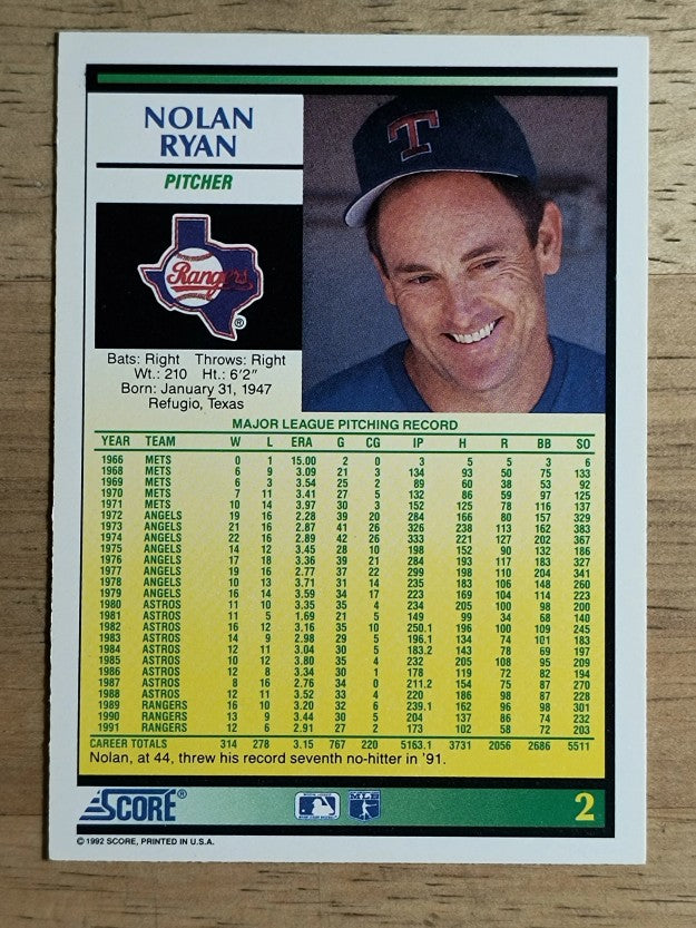 1992 Score #2 Nolan Ryan