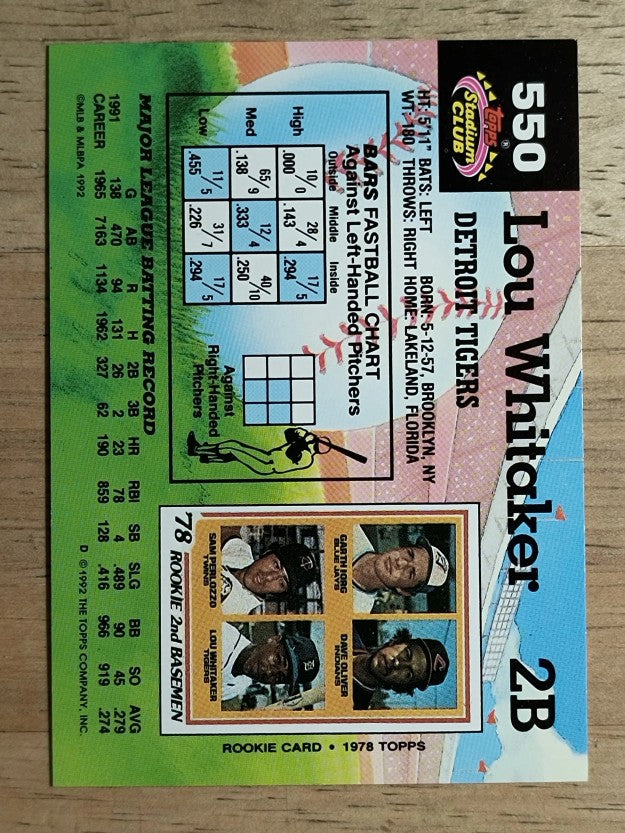 1992 Stadium Club #550 Lou Whitaker