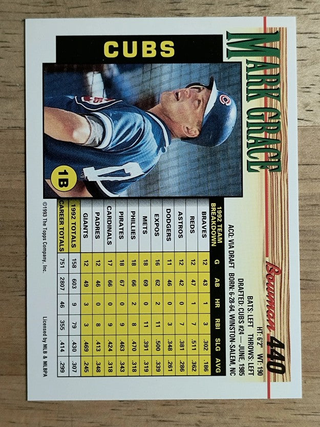 1993 Bowman #440 Mark Grace
