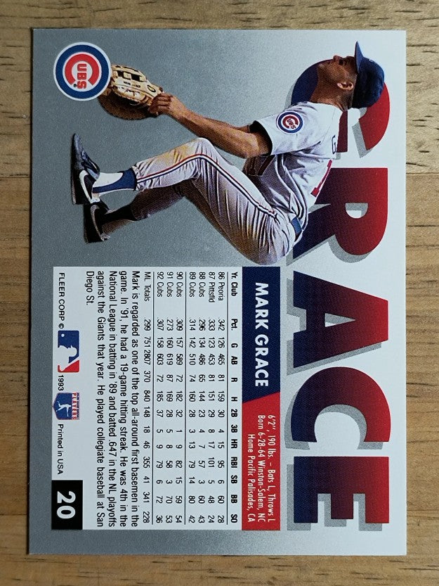 1993 Fleer #20 Mark Grace