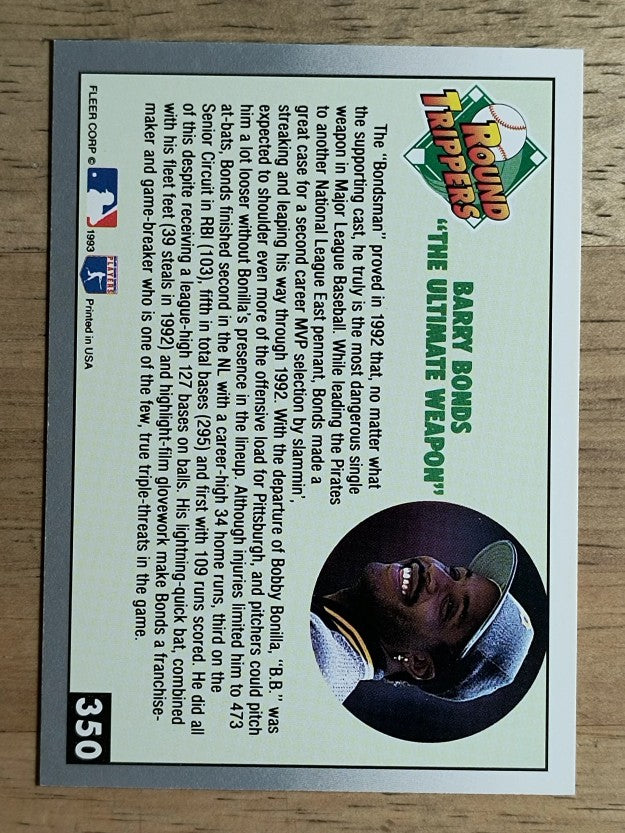 1993 Fleer #350 Barry Bonds RT