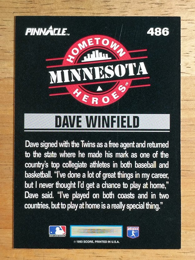 1993 Pinnacle #486 Dave Winfield HH