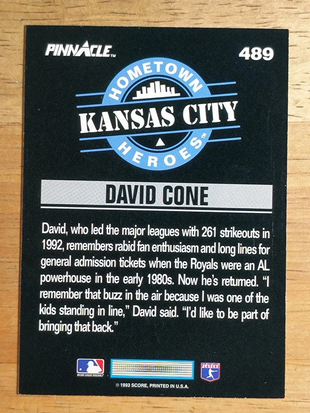 1993 Pinnacle #489 David Cone HH