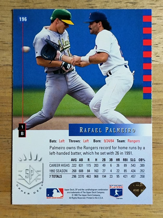 1993 SP #196 Rafael Palmeiro