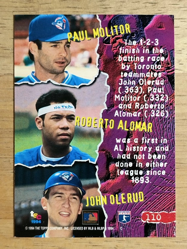 1994 Stadium Club #110 Roberto Alomar/Paul Molitor/John Olerud