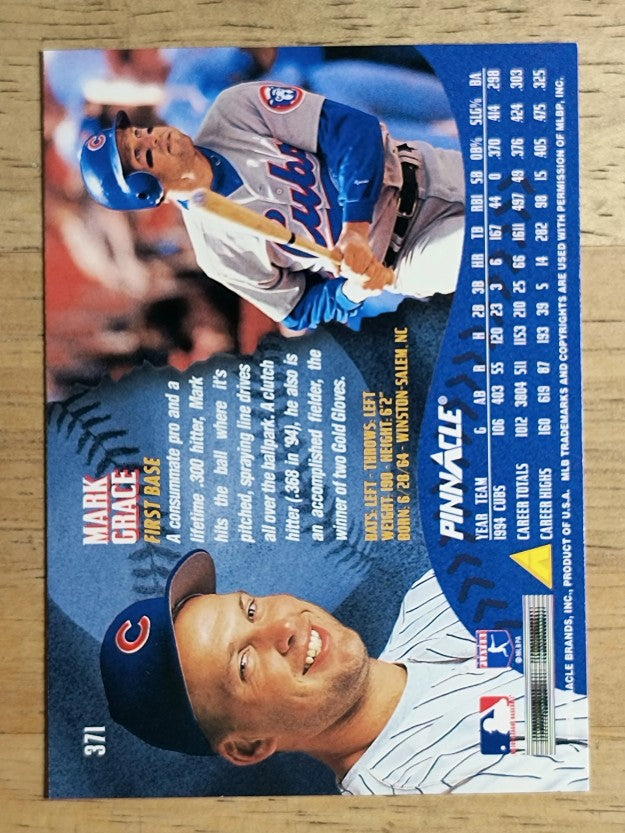 1995 Pinnacle #371 Mark Grace