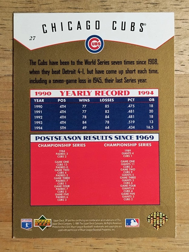 1995 SP Championship #27 Sammy Sosa MLP