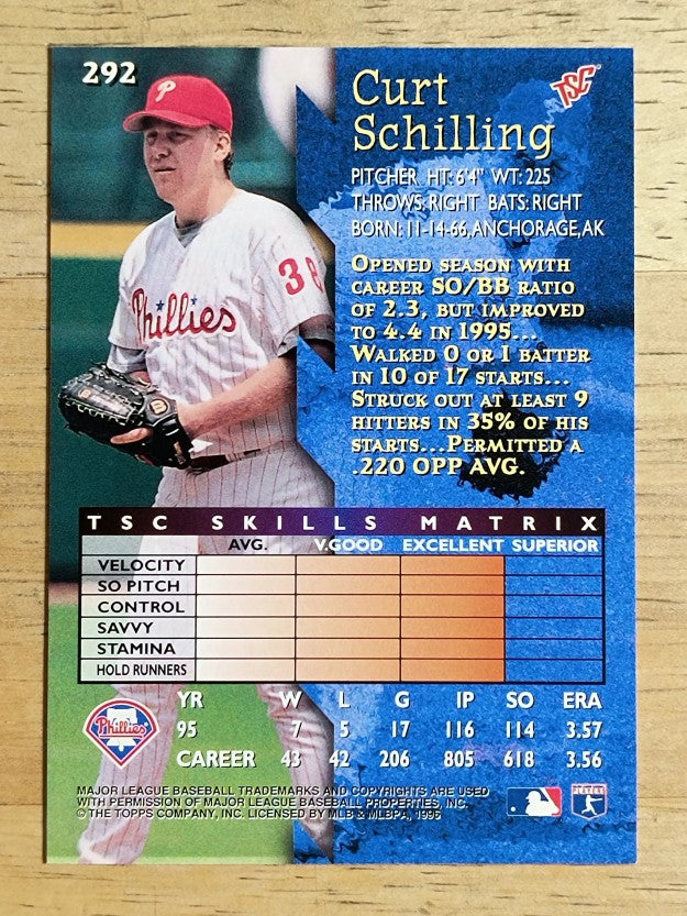 1996 Stadium Club #292 Curt Schilling