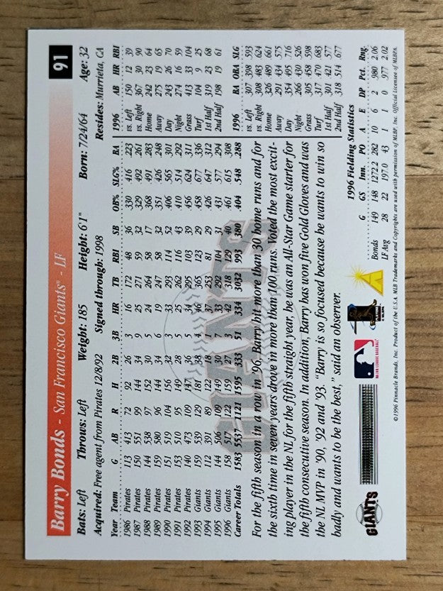 1997 Score #91 Barry Bonds
